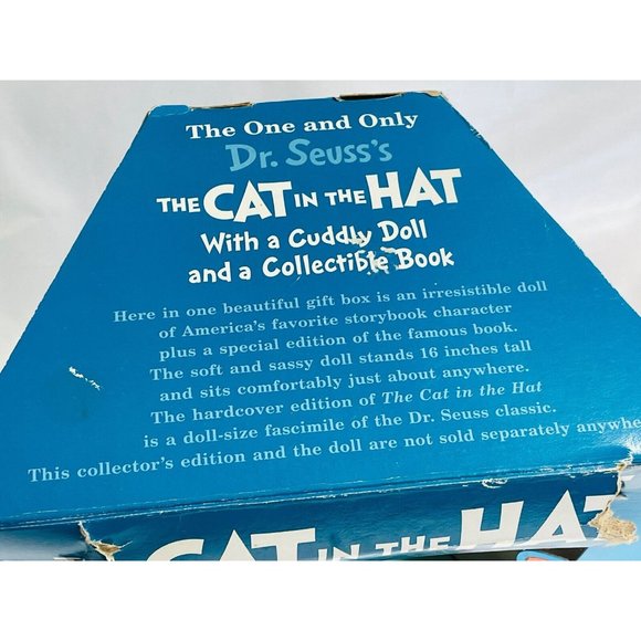 Dr Seuss The Cat in the Hat Cuddly Plush Doll & Collectible Book Box Set Vintage - Picture 5 of 11